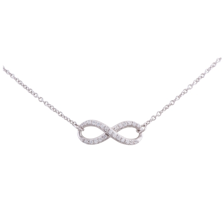 Infinity Necklace with Clear CZs in Sterling Silver - Click Image to Close
